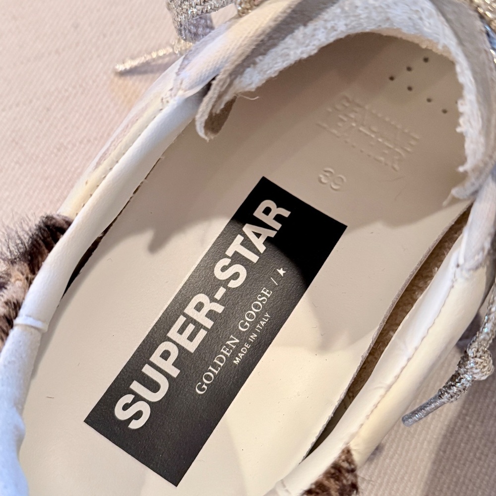 GOLDEN GOOSE | Super-Star with Leopard Print Calf Hair Heel + Burnt Orange Star - Picture 4 of 14
